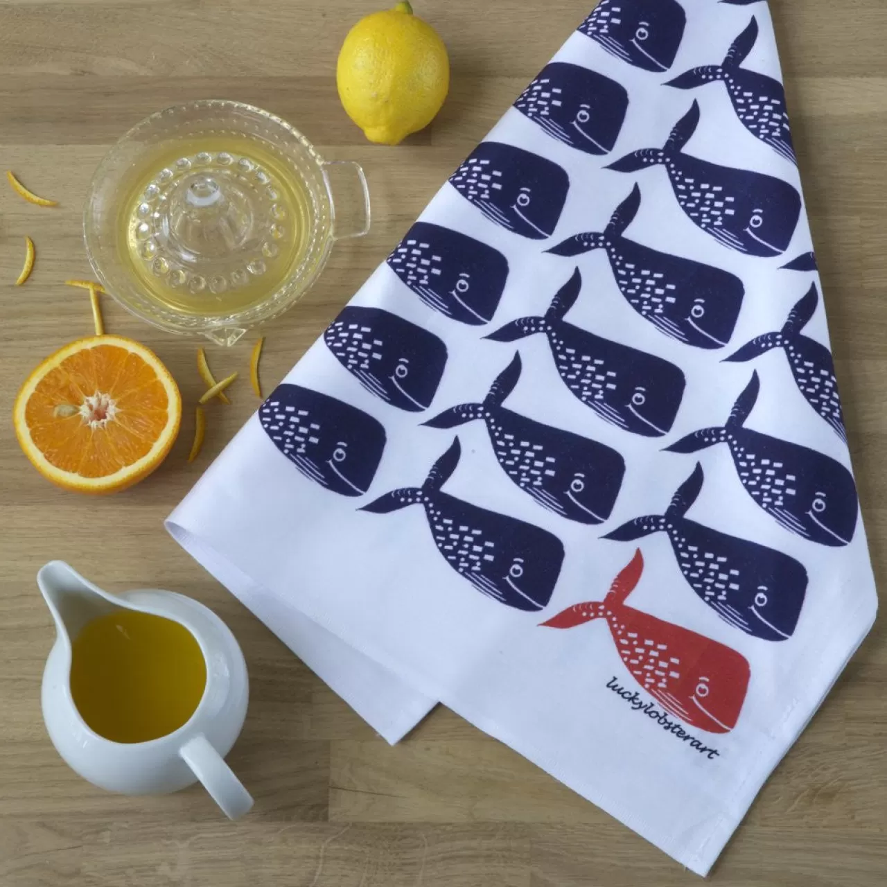 Store Lucky Lobster Whale Tea Towel