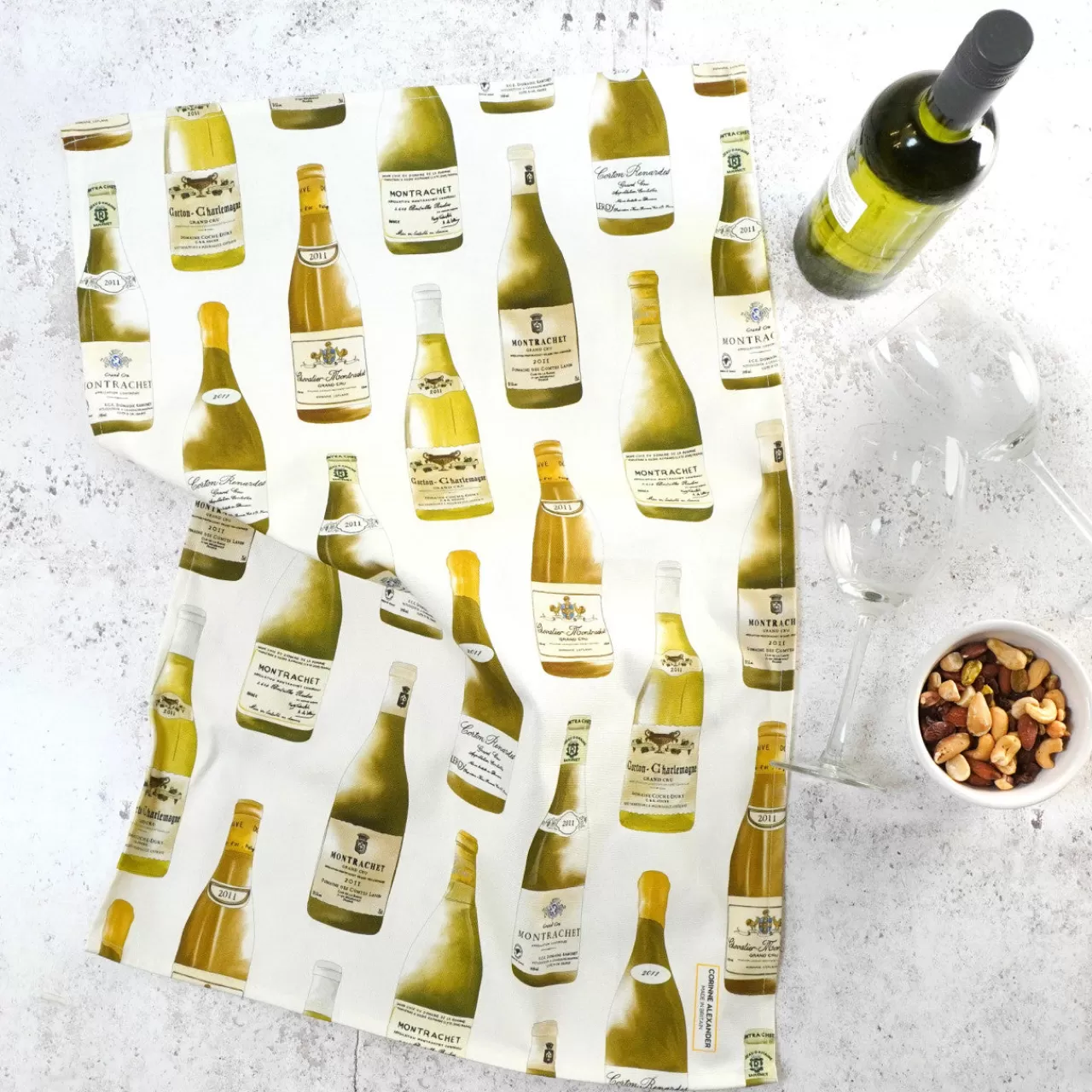 Best Sale Corinne Alexander White Burgundy Tea Towel By