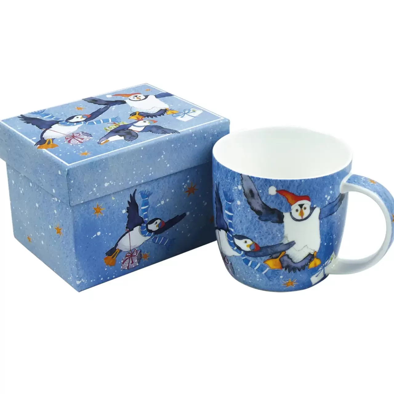 Clearance Emma Ball Winter Puffins Bone China Mug (Boxed)